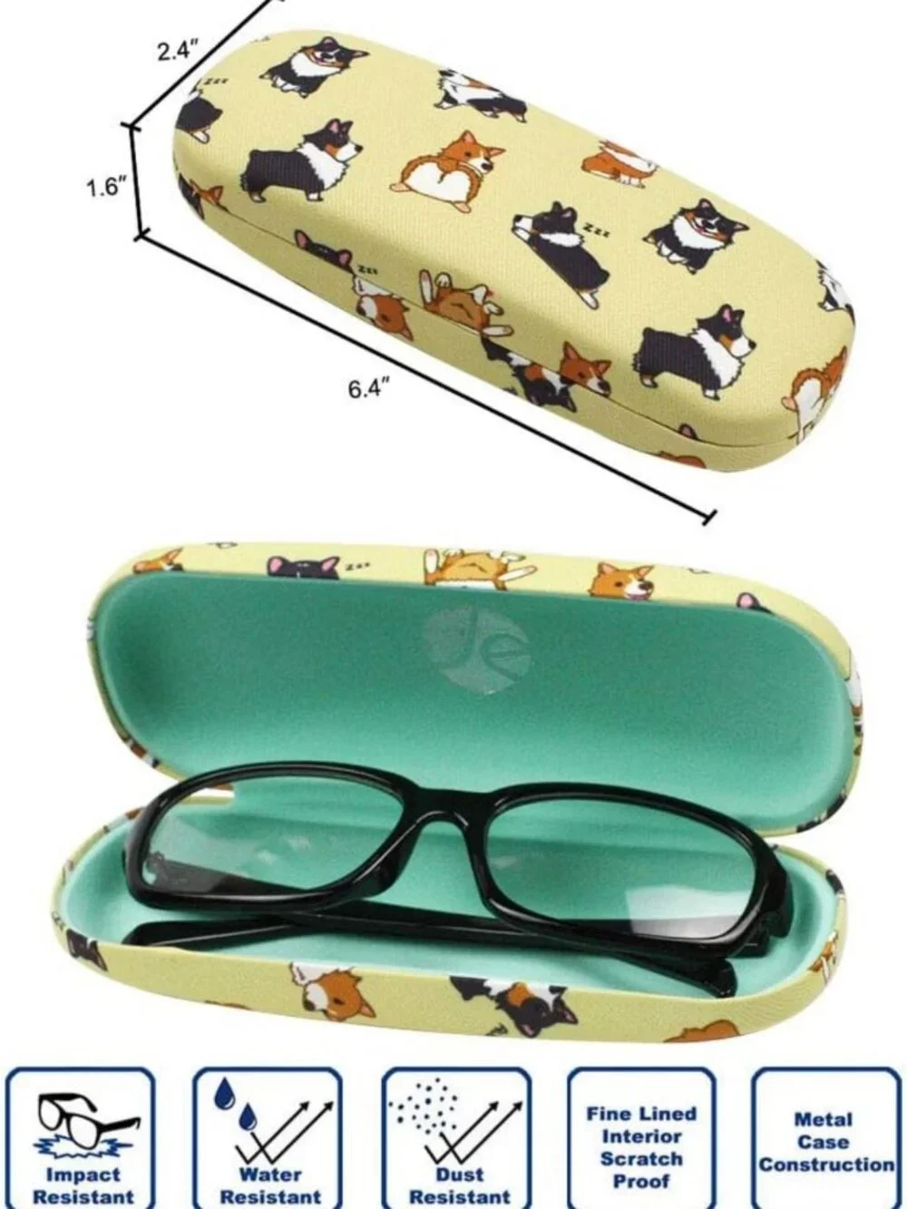 Durable Hard Clamshell Eyeglass Case Set with Bonus Microfiber Cloth - 4 Pack
